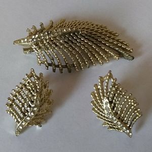 Earrings Set with Matching Pin Screw On Brutalist Style